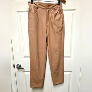 Zara Women's Tan Feaux Leather Trousers Sz4